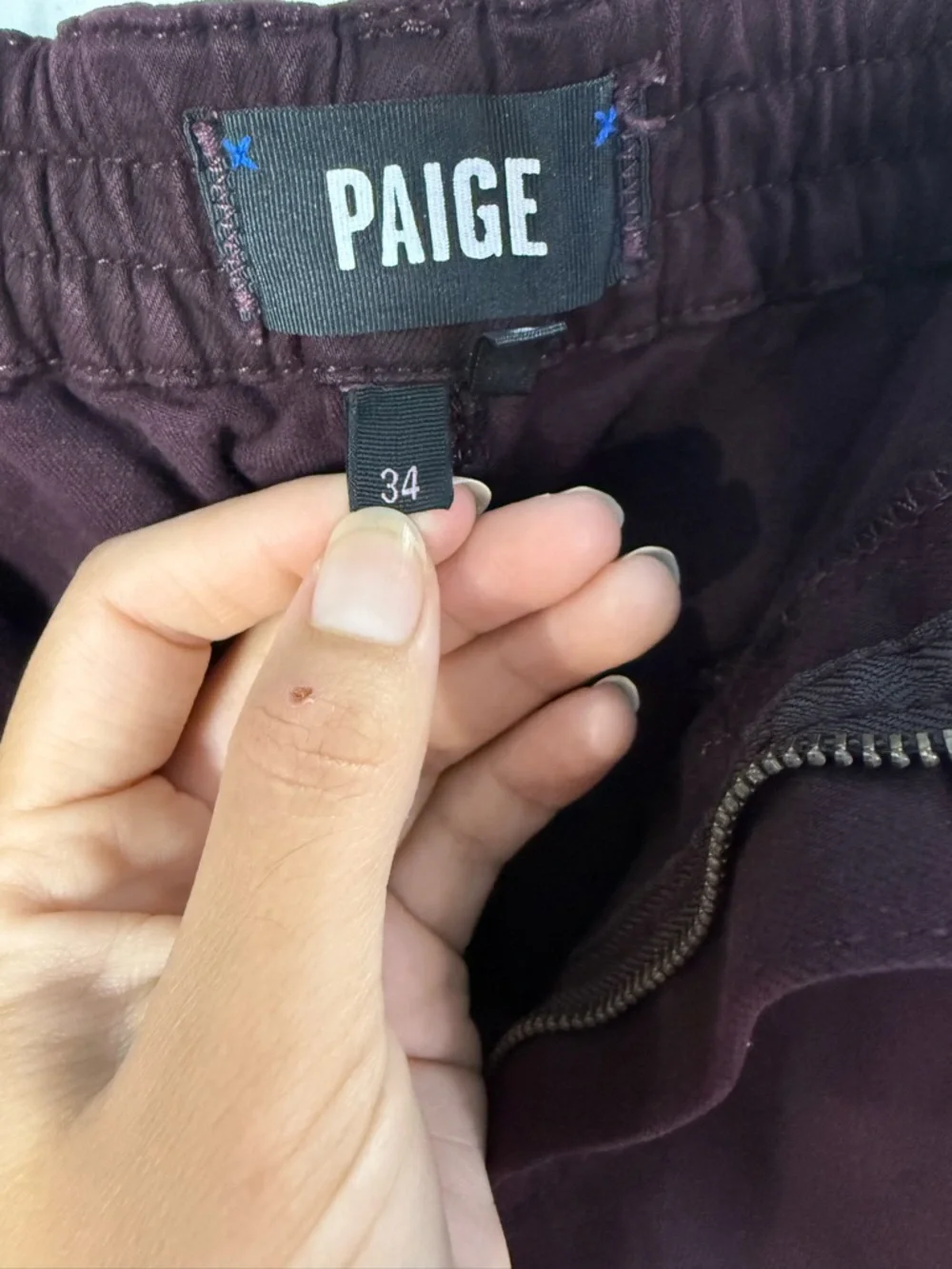 PAIGE‎ Christy Pant Burgundy Black Cherry Drawstring Stretch Pants 34